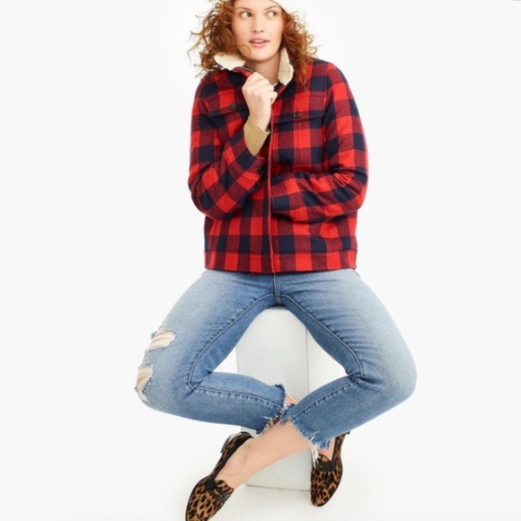 J. Crew Buffalo Plaid with Shearling Jacket - Picture 4 of 12